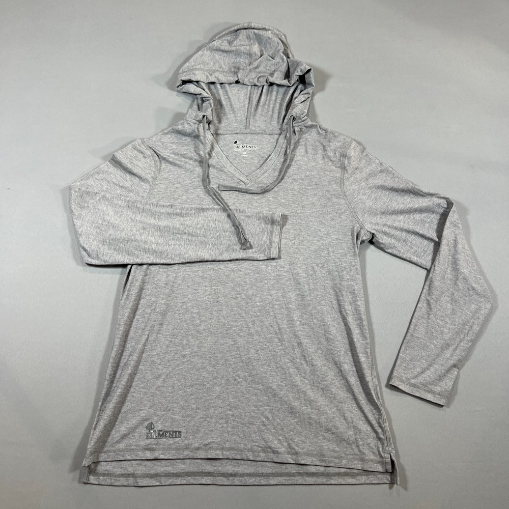 Mossy Oak Elements Hoodie Womens Large Heather Gray Stretch Coolcore Long Sleeve